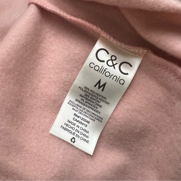 C & C California Pink Hooded Sweatshirt With Heart Detail Print - Size Medium - Picture 11 of 14